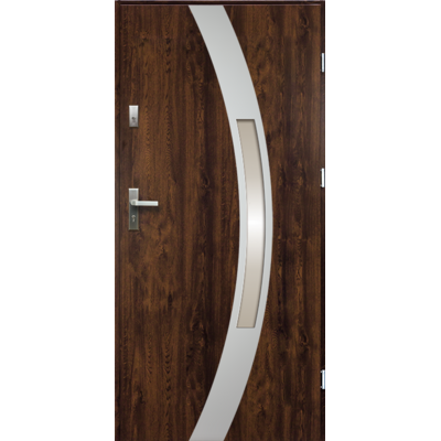 Drzwi zewnętrzne IDALIA stopsol inox orzech 90 prawe RADEX