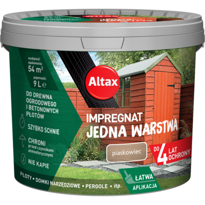 Altax Impregnat do drewna ogrodowego JEDNA WARSTWA 9 l Piaskowiec