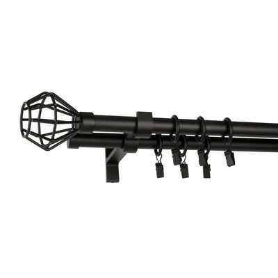 Karnisz podwójny DIAMOND 19/19 mm 240 cm czarny mat zestaw