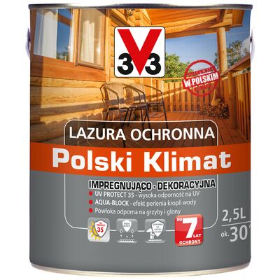 V33 Lazura ochronna Polski Klimat impregnująco-dekoracyjna 2,5 l bezbarwny