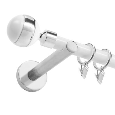 Karnisz pojedynczy Kula 19 mm 160 cm biały-chrom