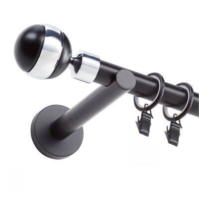 Karnisz pojedynczy Kula 19 mm 160 cm czarny mat