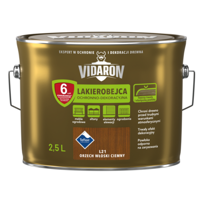 VIDARON Lakierobejca Ochronno-Dekoracyjna Orzech Włoski Ciemny L21 2,5 l