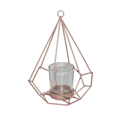 Świecznik metalowy ze szklanym kloszem 18,5 x 15 cm