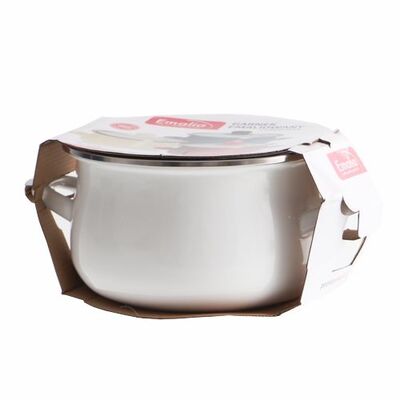 Garnek emaliowany z pokrywką 20 cm 3,8 l kremowy