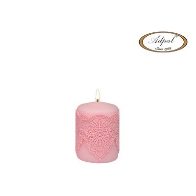 Świeca pieńkowa 10 x 7 cm koronka IV lakier matowy jasny różany