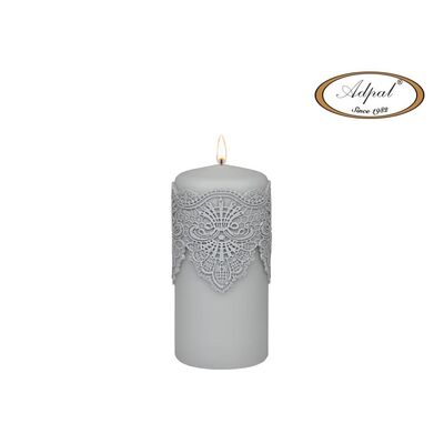 Świeca pieńkowa 15 x 7 cm koronka IV lakier matowy jasny popiel