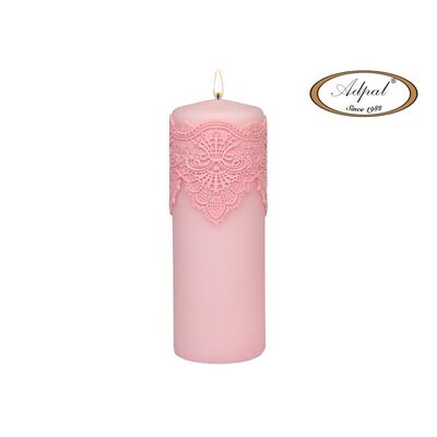 Świeca pieńkowa 200 x 70 koronka IV lakier matowy jasny różany