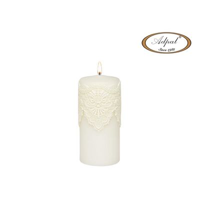 Świeca pieńkowa 15 x 7 cm koronka IV lakier matowy biała