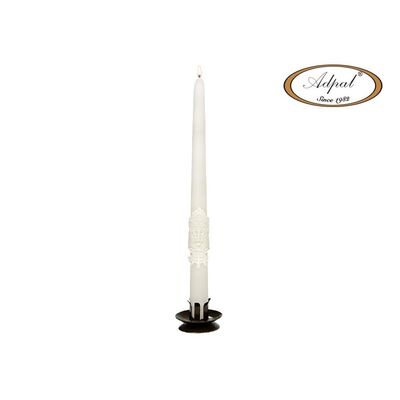 Świeca familijna długa 29 x 2,2 cm koronka IV lakier matowy biała