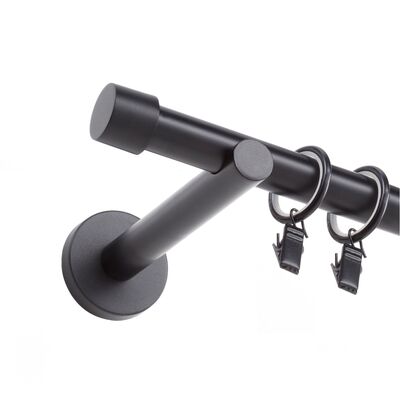 Karnisz pojedynczy Zaślepka 19 mm 240 cm czarny mat