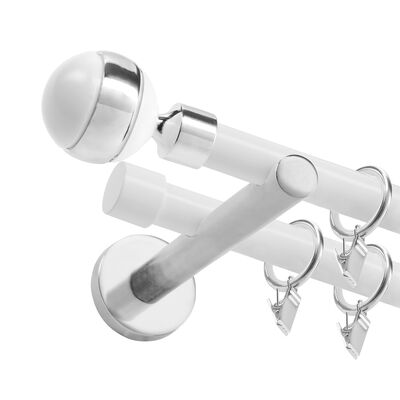 Karnisz podwójny Kula 19 mm 200 cm biały-chrom