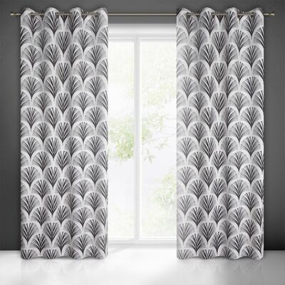 Zasłona KARIN 140 x 250 cm przelotki biało-czarny