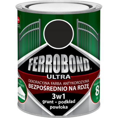 FERROBOND Farba antykorozyjna ULTRA połysk czarny RAL 9005 0,25 l