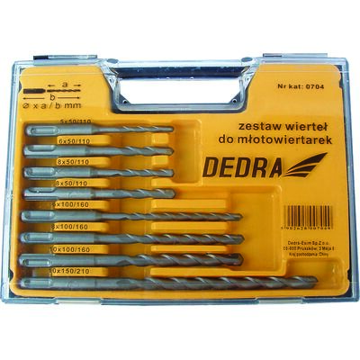 DEDRA Zestaw wierteł do betonu 5/6/x110 2x8x110 6/8/10x160 10x210 SDS Plus