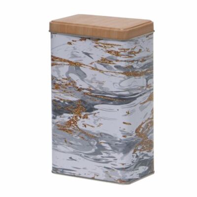Puszka metalowa prostokątna 0,9 l jasny marmur