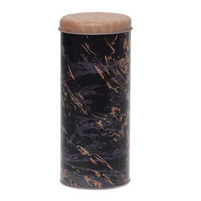 Puszka metalowa okrągła 0,8 l ciemny marmur