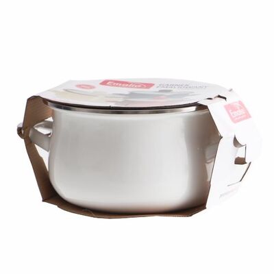 Garnek emaliowany z pokrywką 18 cm 2,8 l kremowy