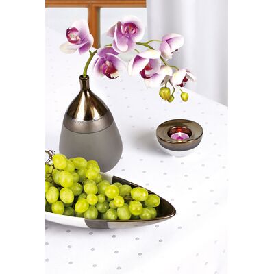 Obrus 140 x 220 cm biały w kropki