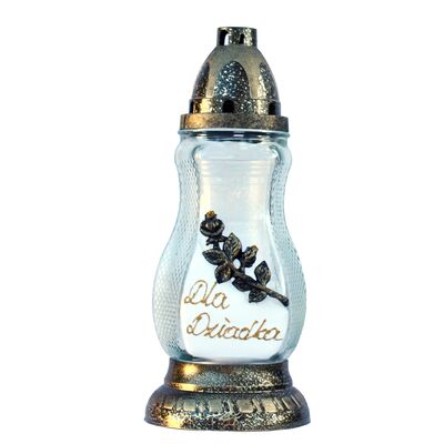 Znicz szklany Dla Dziadka róża 26 cm Z-20 złoty