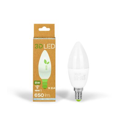 Żarówka LED E-14 8 W świeczka barwa zimna