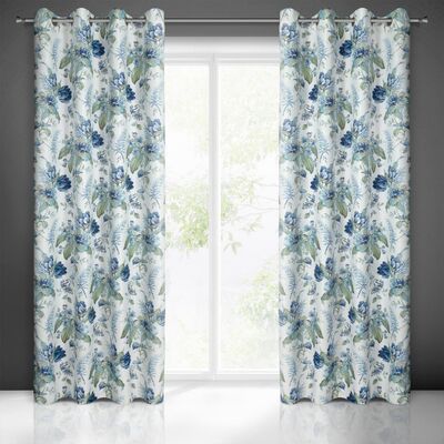 Zasłona ALVA 140 x 250 cm przelotki biało-niebieski