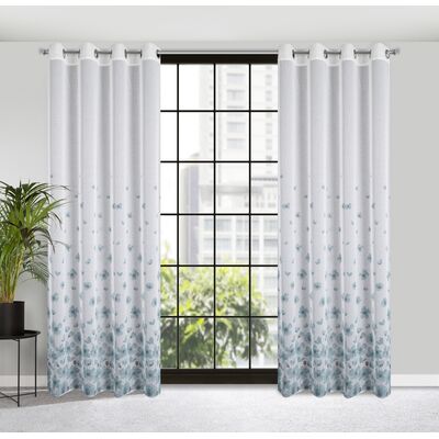 Zasłona ANDREA 140 x 250 cm przelotki biało-turkusowy