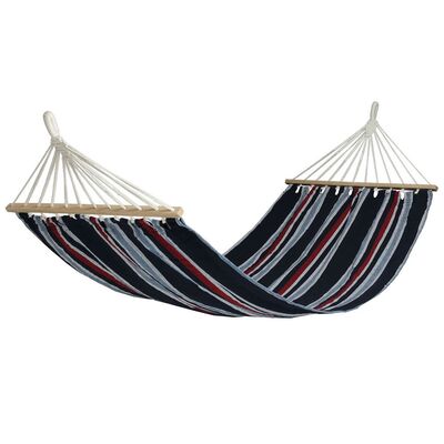 Hamak paski granat/czerwień drewno 200 x 100 cm