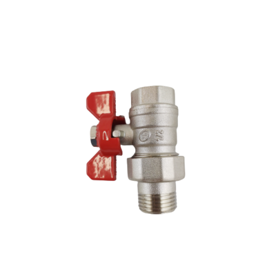 Zawór kulowy przelotowy motylkowy z półśrubunkiem WZMOCNIONY - 1/2