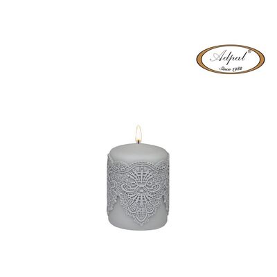 Świeca pieńkowa 10 x 7 cm koronka IV lakier matowy jasny popiel