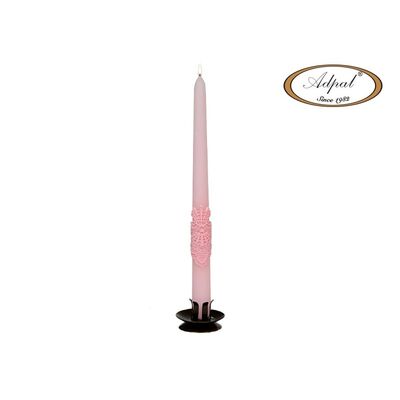 Świeca familijna długa 29 x 22 cm koronka lakier matowy różana
