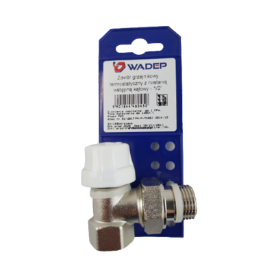 Zawór grzejnikowy termostatyczny z nastawą wstępną kątowy- 1/2