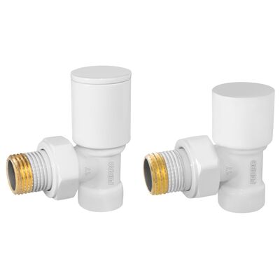 Zawory grzejnikowe zasilanie + powrót kątowy biały