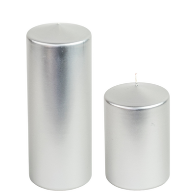 Świeca klasyczna metalik srebrna 10 x 25 cm