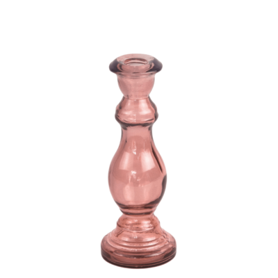 Świecznik ze szkła z recyklingu róż 30 x 10,5 cm