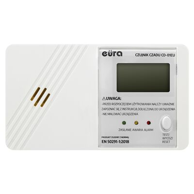 Czujnik czadu ''EURA'' CD-01EU wyświetlacz LCD, zasilanie bateryjne