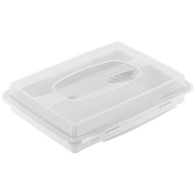 Pojemnik na ciasto z pokrywą prostokątny biały