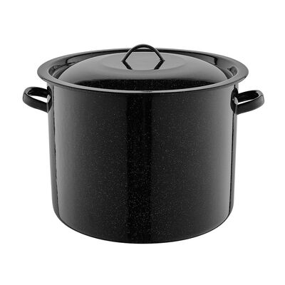 Garnek emaliowany gładki z pokrywką 36 cm 20 l czarny
