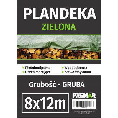 Plandeka 8 x 12 m gruba zielona