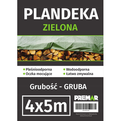 Plandeka 4 x 5 m gruba zielona