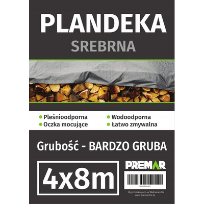 Plandeka 4 x 8 m srebrna