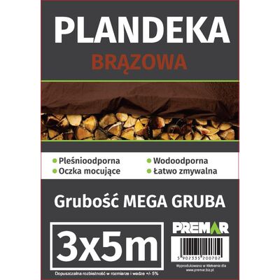 Plandeka 3 x 5 m brązowa