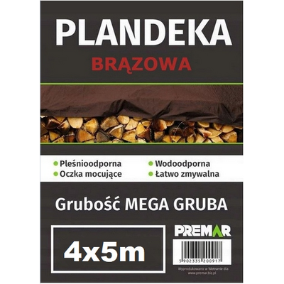 Plandeka 4 x 5 m brązowa