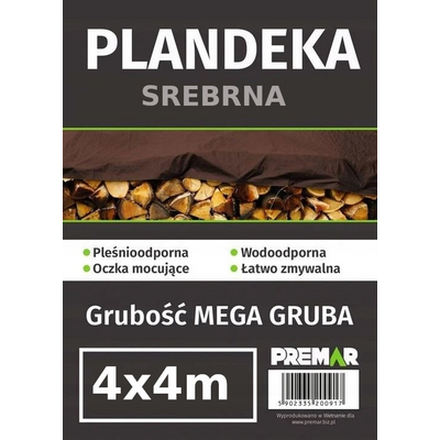 Plandeka 4 x 4 m srebrna