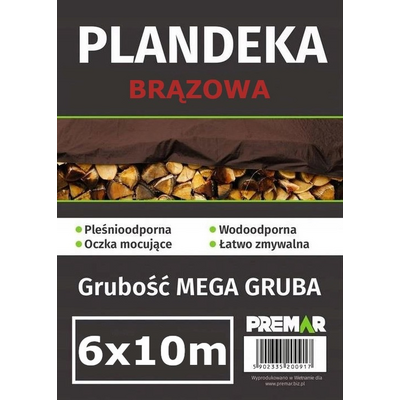 Plandeka 6 x 10 m brązowa