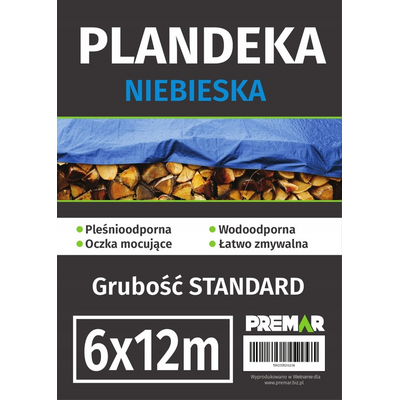 Plandeka 6 x 12 m niebieska