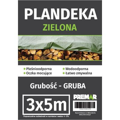 Plandeka 3 x 5 m gruba zielona
