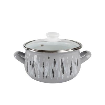 Garnek emaliowany pyza AUTUMN szary pokrywka 18 cm 3 l