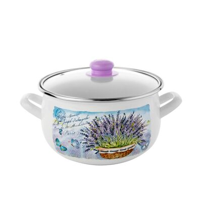 Garnek emaliowany pyza LAVANDA pokrywka 18 cm 3 l