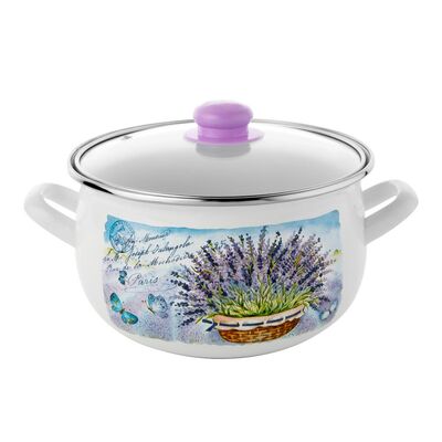 Garnek emaliowany pyza LAVANDA pokrywka 22 cm 5,3 l